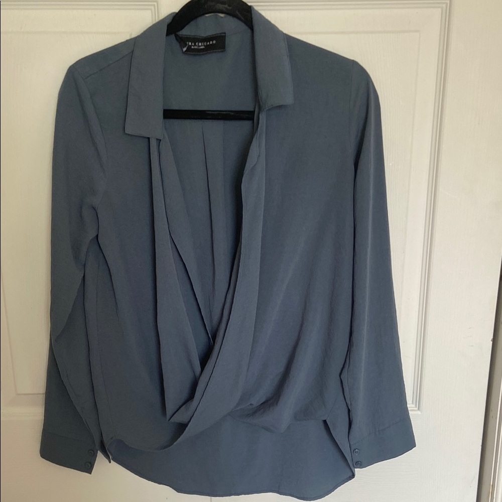Gray Wrap Blouse